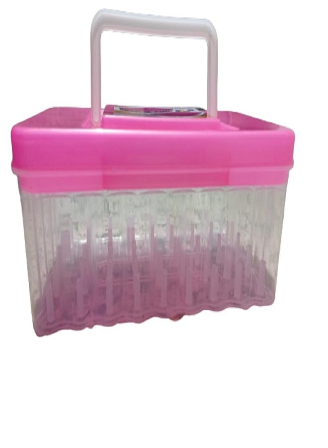 DAIDSUKE® Pink 90 Degree 45 Reels Sewing Supplies Organizer Rectangular Empty Plastic Tailoring Accessories Box With Free 27 Needle Set Thread Button Storage Needle 45 Spools Tailor Use Empty Big Box ( Pink ) - Image 4
